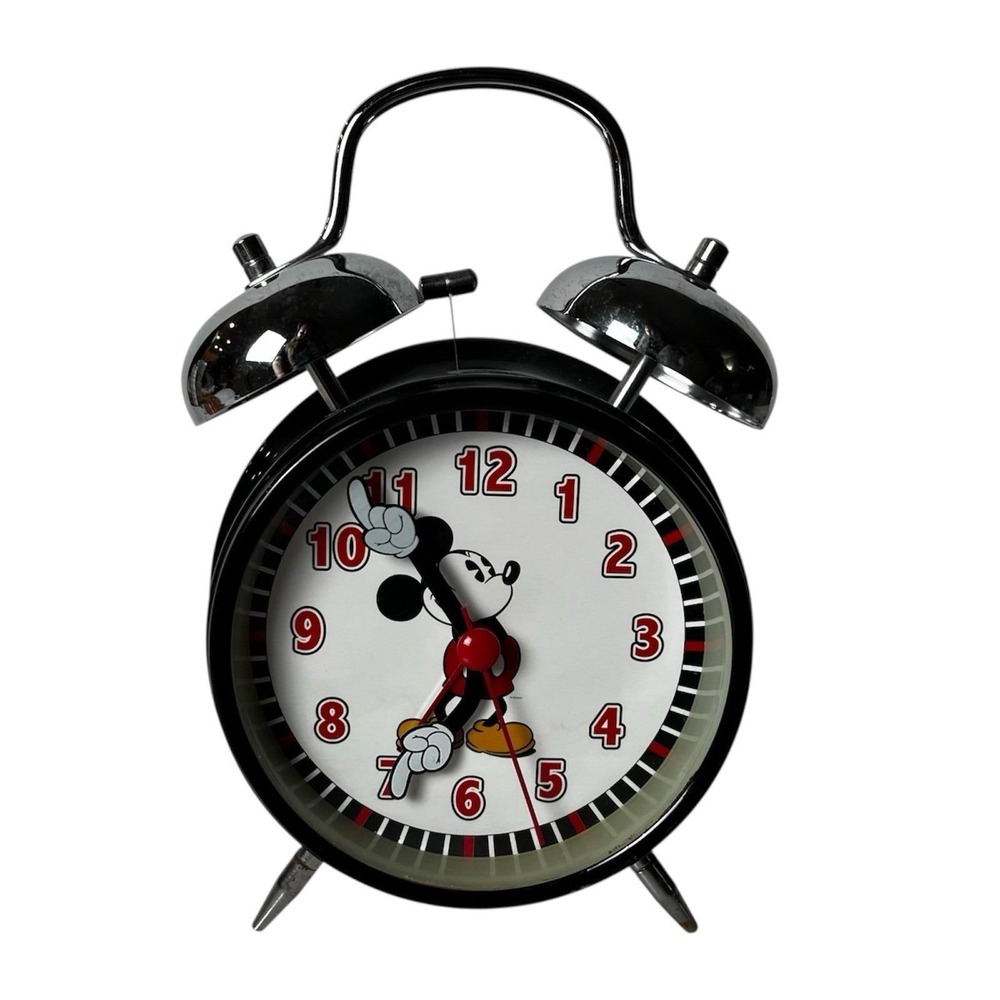 Vintage Disney Mickey Mouse Twin Bell Alarm Clock Analog Retro Tested‎ Working